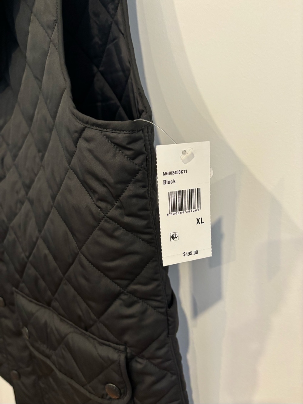 Barbour Black Quilted Jacket with Brown Collar - Picture 4 of 5